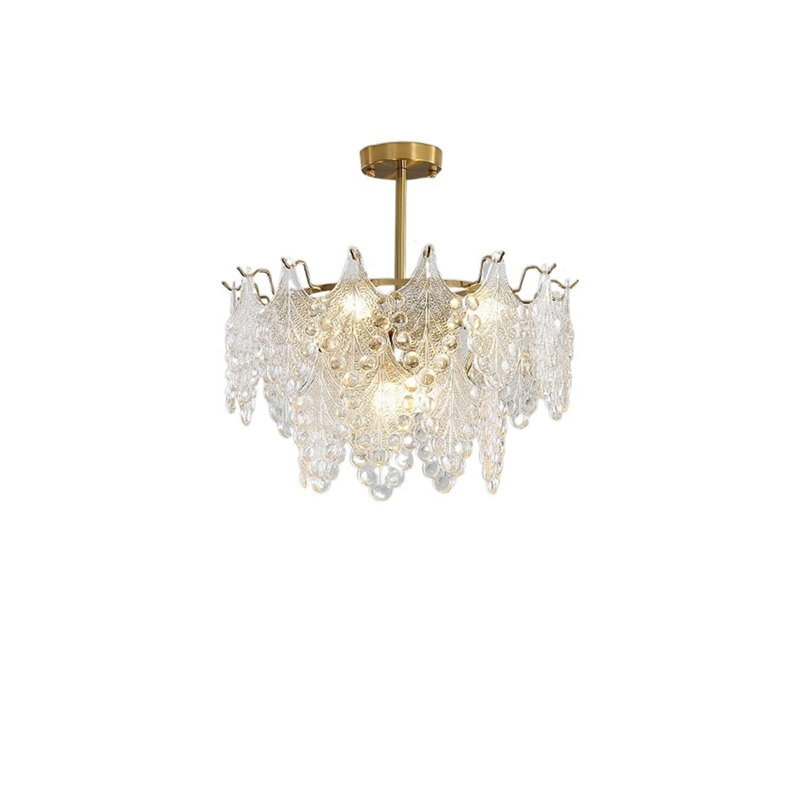 ASerZenith Chandeliers French Light Luxury Living Room Chandelier Pastoral Bedroom Lamp Villa Hall Lamp Nordic Net Red Creative Restaurant Chandelier,Hanging Light,Red-A 40Cm Diameter
