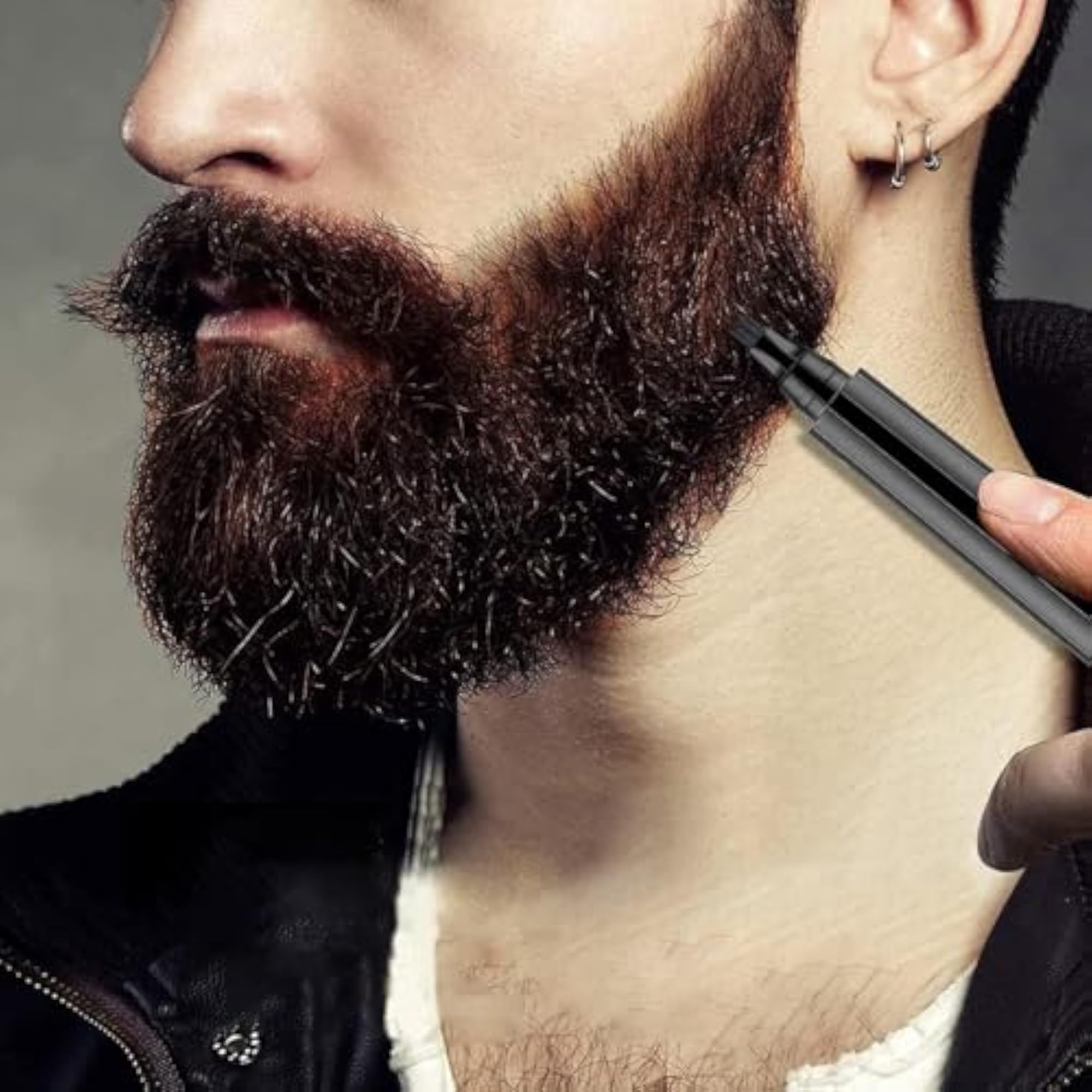 Beard Pencil Filler for Men, Waterproof Styling Pen with Brush