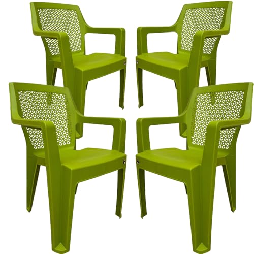 Image of SkyGlamour Cello Sonet Matt Finish Plastic Chair | Net Designer Mid Size Plastic Chair for Living Room, Home, Garden Indoor and Outdoor use |Bearing Capacity Upto 150 Kg (Colour: Green; Set of 4)