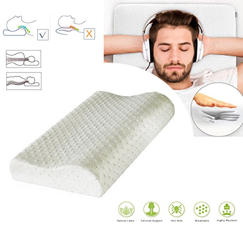 PZJ® Almohada cervical con diseño ergonómico y tecnología de memoria de forma de alta calidad, 50 x 30 x 10 cm, funda de fibra antiácaros hipoalergénica