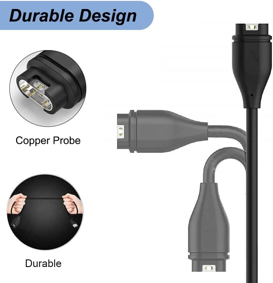 Charger for Garmin Vivoactive 6/5/4/4s/3, Replacement USB Charging Cable with Black Dust Plug for Garmin Watch (2Pack)