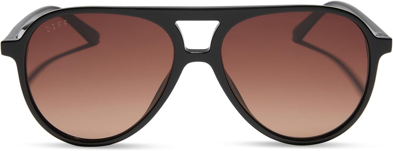DIFF Tosca II Oversized Aviator Sunglasses for Women | Black + Brown Gradient | 100% UV Protection