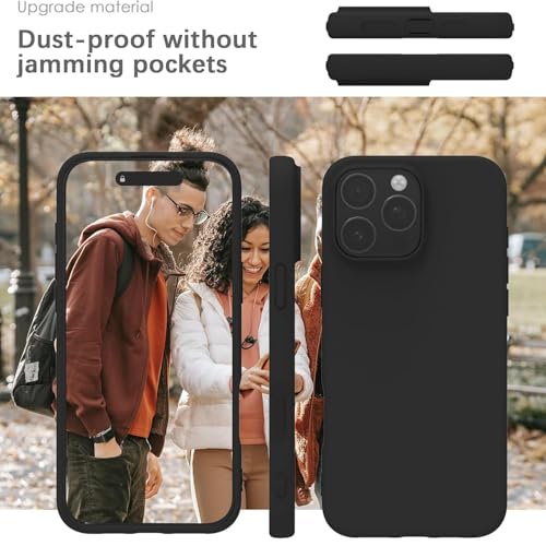Image of AIBEX Premium Liquid Silicone Back Cover Case Compatible for iPhone 16 Pro | Shockproof, Drop and Camera Protection | Slim Phone Case, Anti-Scratch Soft Microfiber Lining - Black