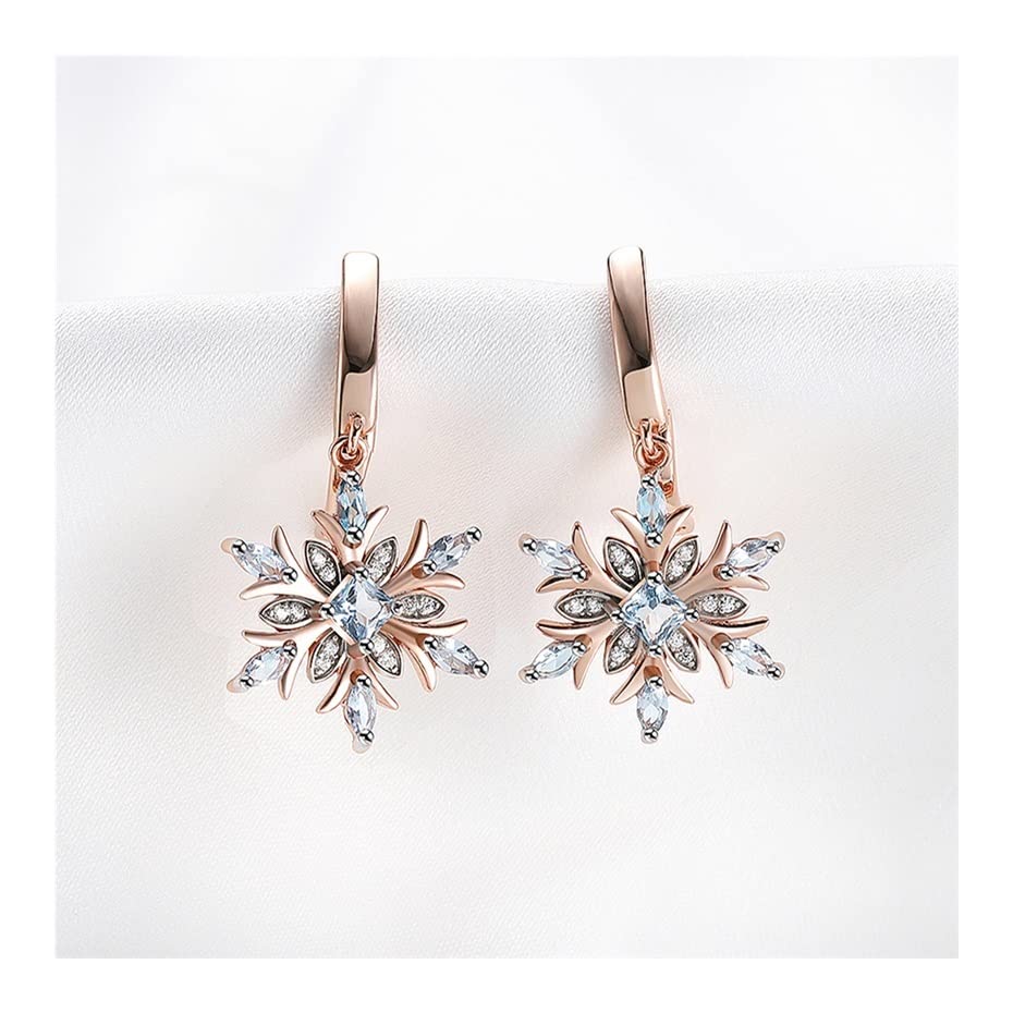 Generico yaoqijie Orecchini con Pietre preziose in Argento Sterling 925 Fiocco di Neve Topazio Blu for Le Donne Regali di Anniversario di Fidanzamento di Gioielli delicati Adorabili Lasting