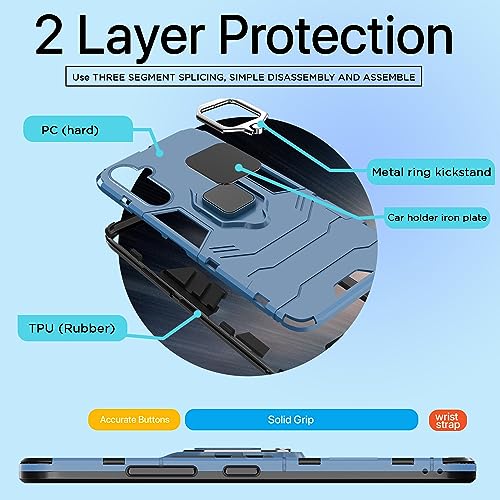 Image of Pikkme Samsung Galaxy A34 5G Back Cover | D5 Tough Armor Bumper | 360 Protection Case | Ring Holder Stand Case for Samsung Galaxy A34 5G (Blue)