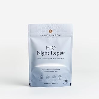 Rejuvenated H3O Night Repair - Antioxidants, Vitamins & Hyaluronic Acid Blend for Skin Hydration & Repair During Sleep with Astaxanthin & Hyaluronic Acid (30 Capsules)