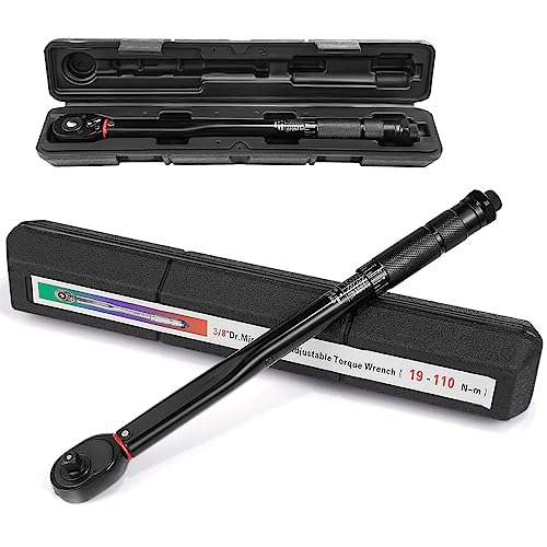 Vusddy Professional Drehmomentschlüssel 3/8 Zoll für Auto & Motorrad, 19-110 Nm, 0,1Nm Mikro-Einstellung mit Arretierung, ±3% Fehlergenauigkeit, 72 Zähne Ratschenkopf, Klein und Tragbare