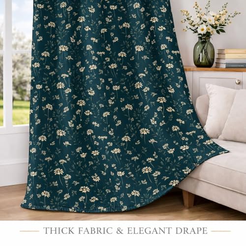 Image of STITCHNEST 'Florea Series' Premium Satin Room Darkening Curtains 7 Feet Long Set of 1 | Door Curtain 7 x 4 Feet | Blocks 70-80% Light | Ideal for Bedroom, Living Room & Home Decor