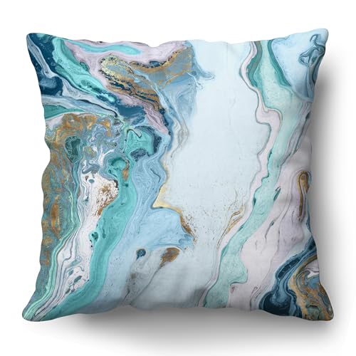 Americanflat 14x14 Throw Pillow with Sewn-in Insert - All-in-One Decorative Pillows - No Cover Needed - Soft and Durable Cushion for Bed or Sofa - Polyester - Blue and White