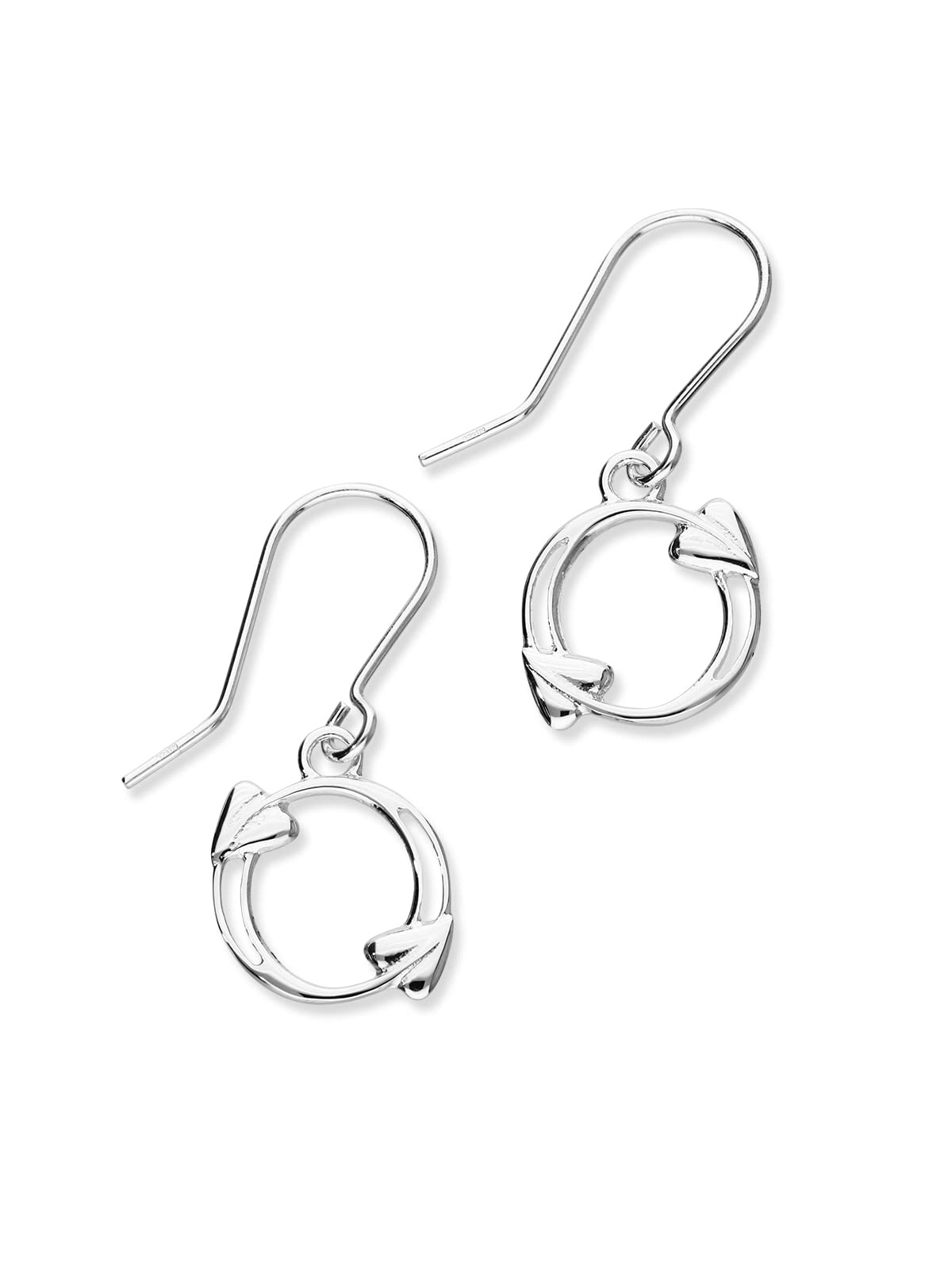 Ortak 925 Sterling Silver Handmade Drop Earrings Archibald Knox Art Inspired Design High Polished Scottish Fine Jewellery Made In Orkney Islands, Scotland