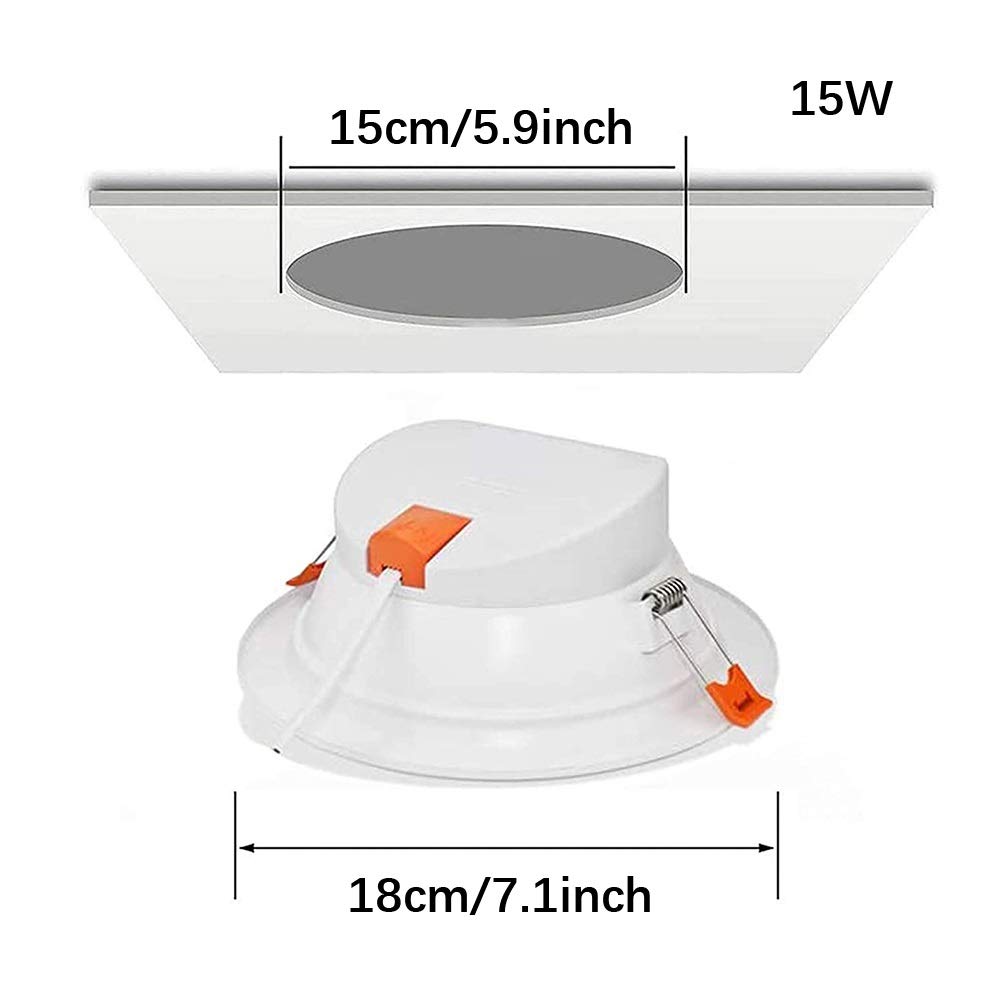Chillers Focos empotrables LED Focos Planos de Techo Focos de Techo Redondos de 230 V CA, atenuación Tricolor, Juego de 4 (Size : 15W)