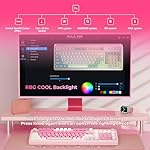 AULA 99 Key Keyboard, Wireless Gaming Keyboard Bluetooth Computer Keyboards Creamy Cute with Number Pad RGB Backlit Tri-Mode BT/2.4GHz/USB-C - Pink - Image 4