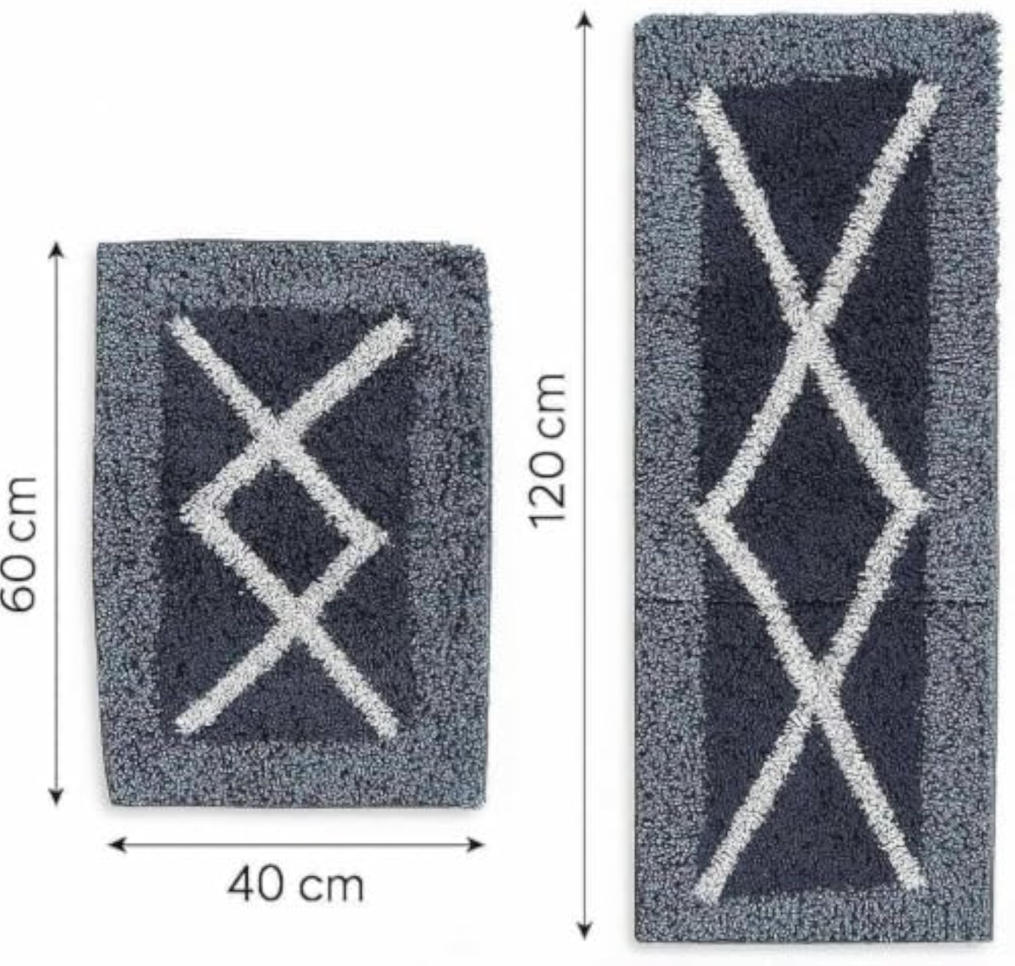 Navy Blue Diamond Pattern Bathroom Mat Set