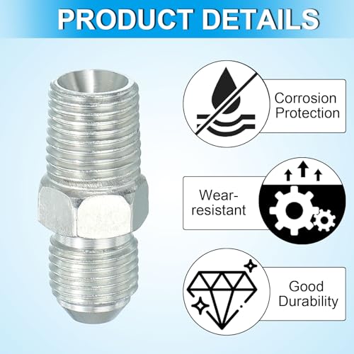 Image of PATIKIL Pipe Adapter Connector 1 /2 inch Male 74 Flare JIC x 1 /4 inch Male R Pipe Fitting Oil Feed Restrictor Fitting Hydraulic Connector for Oil Steam Water Pipelines System