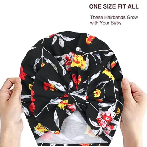 Image of BabyMoon Beanie Floral Bow Baby Boy's & Girl's Cap Kids | Toddler Infant Hat | Black | 6-48 Months