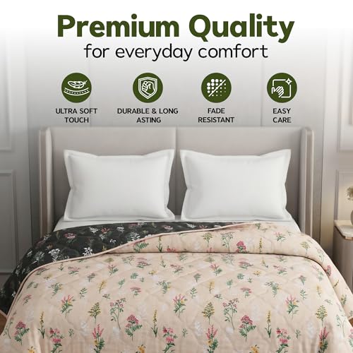 Image of DECORUM Cloud Cotton Double Bed Comforter 90x90 Inch 250 GSM | Ultrasonic Quilted AC Blanket | Lightweight All Season Microfiber Quilt | Ultra Soft & Warm Bedding