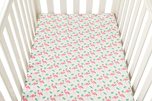 Image of Pack n Play Sheet Stretchy Fitted Portable Mini Crib Sheets Set 3 Pack,Playard Sheets Convertible Playard Mattress Cover,Ultra Soft Jersey Material,Flamingo Elephant & Lion