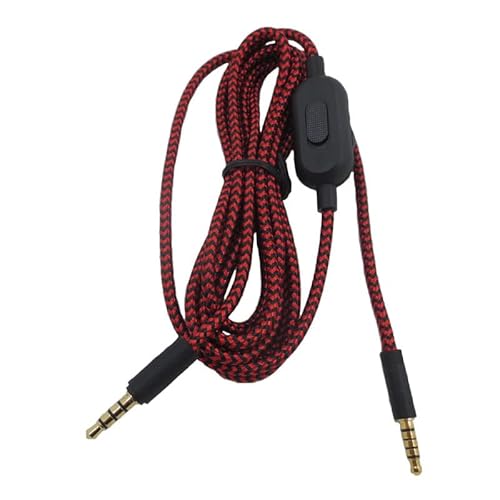 Yaowanguan Cable para auriculares para juegos Logitech G433/G233/G Pro/G Pro X/HyperX Cloud Alpha/Cloud Mix,Cable trenzado de nailon(2m/6,6 pies, 3,5mm negro/rojo)