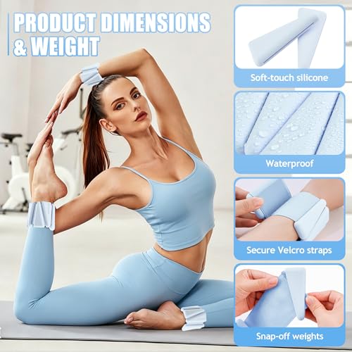 Image of BECOJADDE Ankle Weights for Women Wrist Weights Set of 2 (1 lb /2 lb Each) Adjustable Arm Leg Weight for Womens Men Suitable for Walking Swimming Running Pilates Yoga Gym