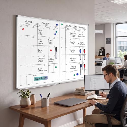 Lincia Large 48" x 36" Magnetic 2 Month Dry Erase Calendar White Board Foldable Whiteboard Calendar for Wall Mounted 2 in 1 Double Side Whiteboard with Dry Erase Board for Wall Office Home - Image 5