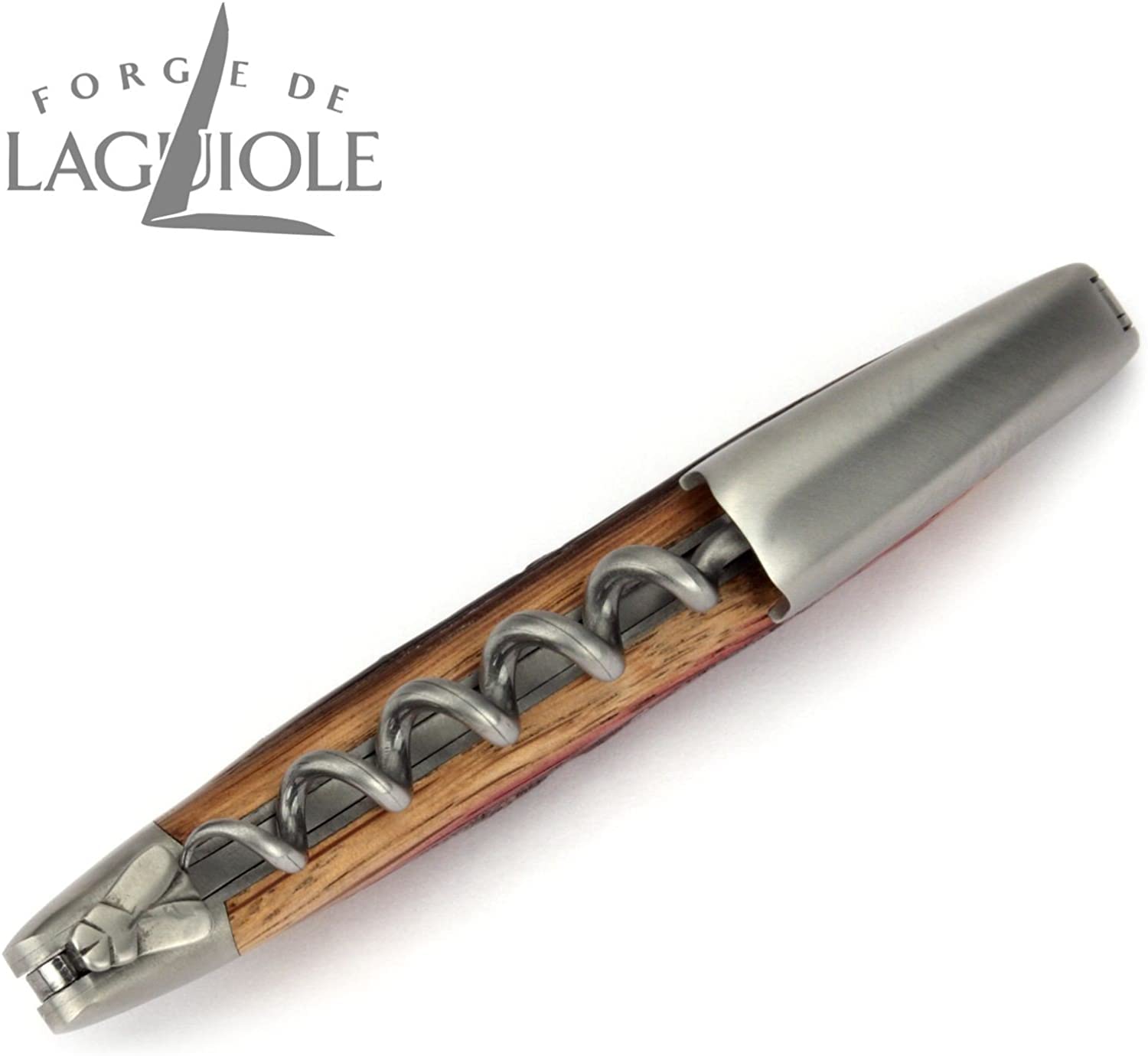 Forge de Laguiole Sommelier Fasseiche Matt, handgefertiges Kellnermesser weiches Lederetui + Poliertuch