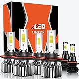 TXBILMOO Compatible For Ford F250 F350 F450 Super Duty 2005-2020 High/Low Beam Fog Light Bulbs Kit, 32000LM 300% Brightness 6500K White with Cooling Fan, Plug and Play, Pack of 6