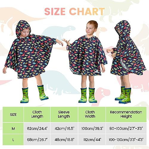 Image of LAMA Kid's Rain Poncho with Hooded, Reusable Waterproof Girl Rain Jacket, Lightweight Boy Girl Cute Rain Poncho for 3-7 Year