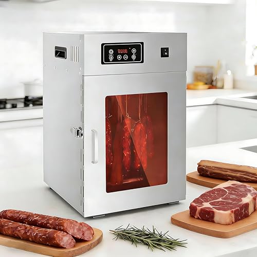 800W Biltong Drying Box - Stainless Steel Meat Aging Cabinet, 14-Hook Biltong Maker with LED Display for Perfect Beef Jerky & Dried Meat Preservation