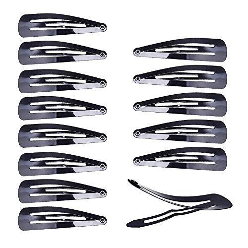 Morepack 60 Pcs Black Metal Snap Hair Clips Hair Barrettes for Kids, Girls and Women, 55 mm (Black) (Black 60PCS) (Black-60Pcs)