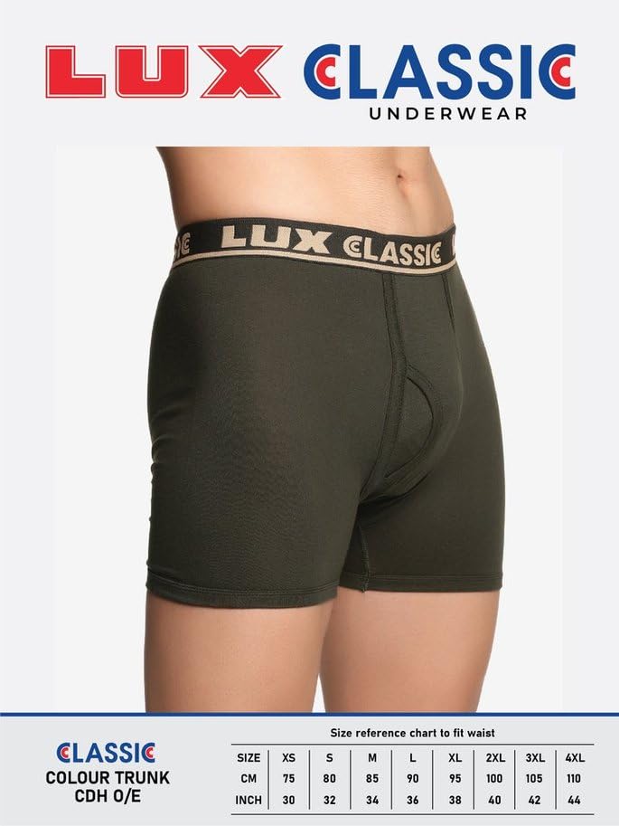 Image of Lux Classic Men's Outer Elastic Trunks - Pack of 3 (Color May Vary) | Premium 100% Cotton | Ultimate Comfort Breathable, Soft & Durable | Everyday Essential Lux Underwear