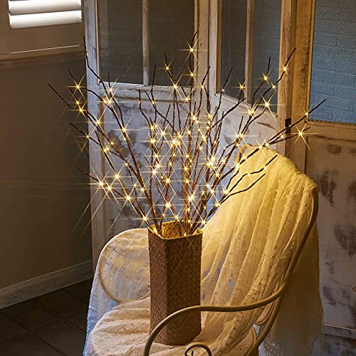LITBLOOM Lighted Brown Willow Branches 30IN 150 LED Plug in with Timer and Dimmer Tree Branch Lights with Warm White Lights for Holiday Christmas Home Decoration by LITBLOOM - Image 4