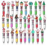 NHDDGR 30 Penne Multicolore Natalizie, Penna Multicolore 4 Colori Set di Penne a Sfera con Adorabili Animali Natalizie Kawaii, 4-in-1 Penne Gadget Compleanno Bambini Natale per Feste, Regali Bambini