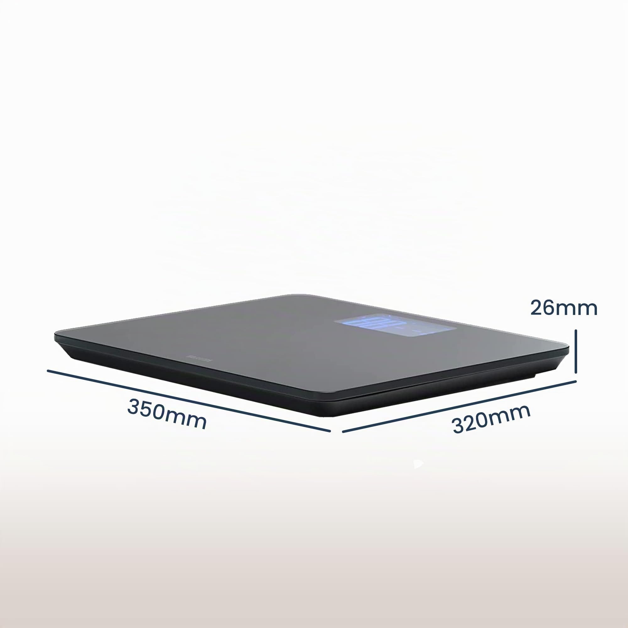 Tanita HD-366 Báscula digital de baño – Báscula de vidrio para peso corporal con pantalla grande retroiluminada, capacidad de 200 kg, báscula corporal moderna, báscula de peso precisa, negra