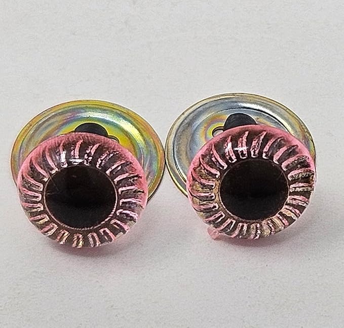 9mm Owl Eyes with Cut Textured Iris Plastic Safety Eyes for Craft Crochet Amigurumi Dolls or Puppets (Bulk Pack of 144) (Pink)