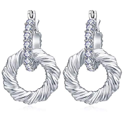 Shining Diva Fashion Latest Crystal Silver Plated Hoop Earrings for