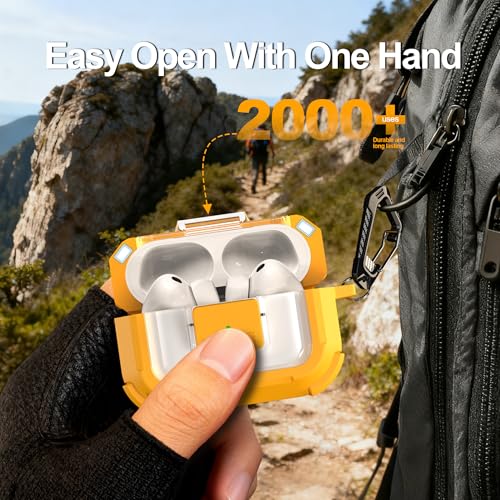 Image of RFUNGUANGO AirPods Pro 3 Case MagSafe Magnetic Automatic Lock, Yellow
