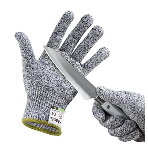 Guantes Anticorte, yokamira Guantes Resistentes a Los Cortes Nivel 5 Seguridad para Cocina Trabajo Mecanico y Jardín - Guantes Resistentes al Corte de Proteccion Certificación EN 388, 1 Par