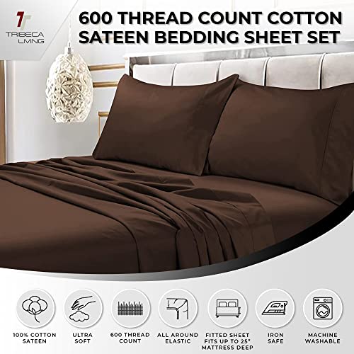Image of Tribeca Living Queen Egyptian Cotton Sateen Sheet Set,