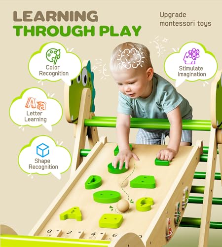 Image of Pikler Triangle Set, 11-in-1 Montessori Climbing Toy for Toddlers, Foldable Wooden Indoor Jungle Gym & Playground Climber for Learning and Motor Skills (18 Months-7 Years)