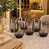 Jogo de Copos Long Drink Aruba 465ml Cinza Fumê em Vidro – Kit com 6 Peças Elegantes para Água, Suco e Drinks