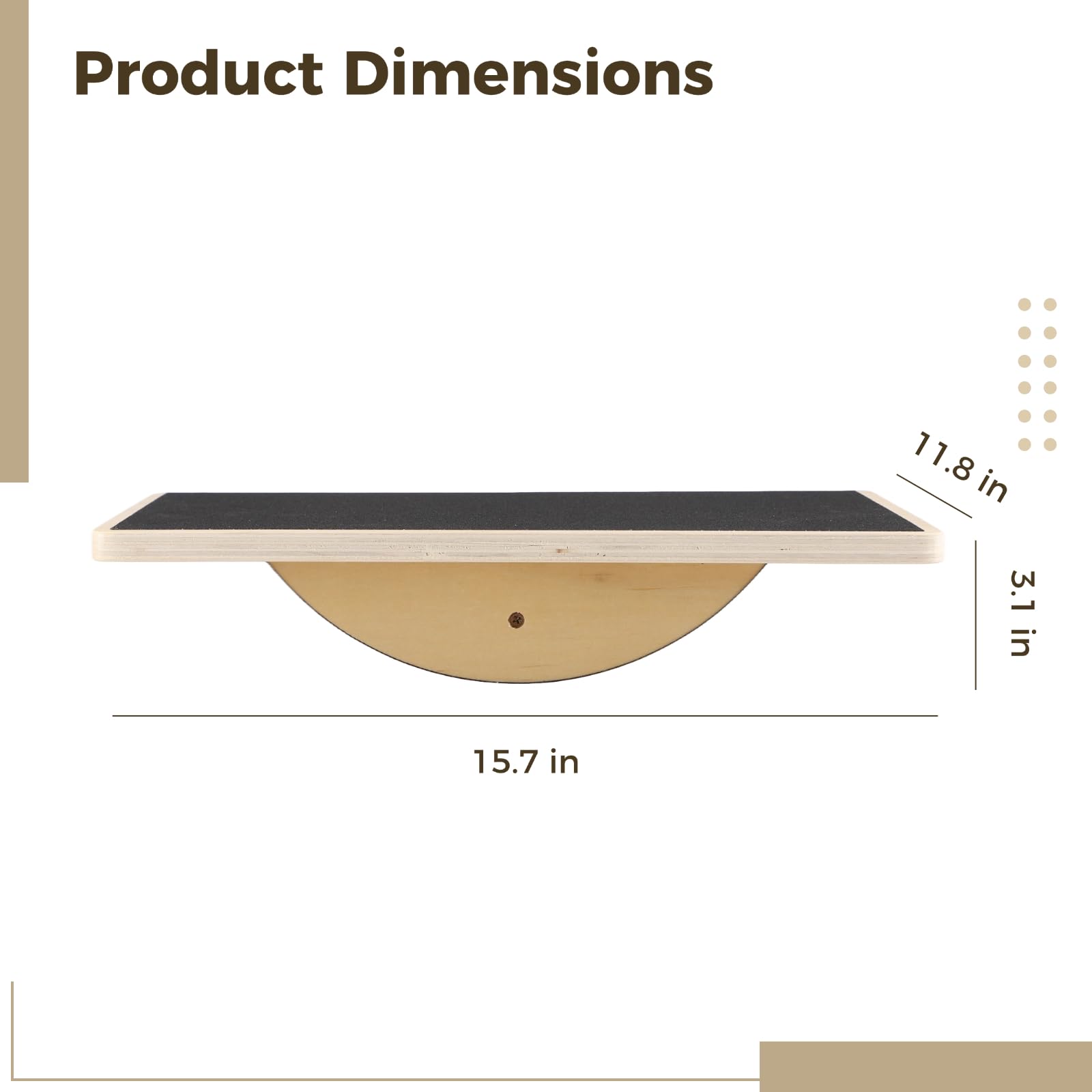 Balance Board, Wobble Board mit rutschhemmender Oberfläche und 15°-Neigung, mehrschichtiges Hartholz, 39,9 x 29,9 cm, Trainingsboard für Rumpf, Gleichgewicht, Dehnung und Übungen, auch für Reha