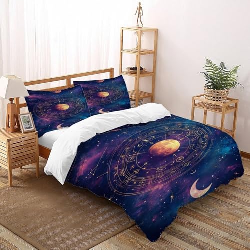 Housse de couette astrolabe 3D parure de lit espace microfibre 220x240 - 3