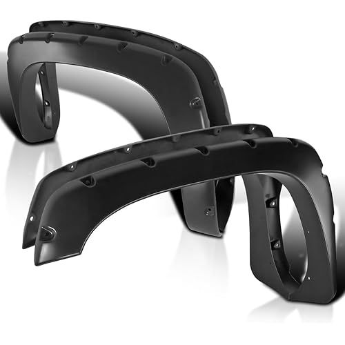 Spec-D Tuning 4PC Front + Rear Smooth Paintable Pocket Rivet Style Fender Flares Compatible with 1999-2007 Chevy Silverado