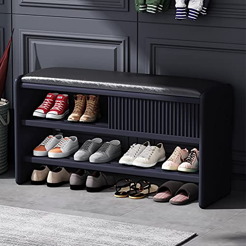 Banc de rangement de chaussures bois bleu foncé 60cm - 2