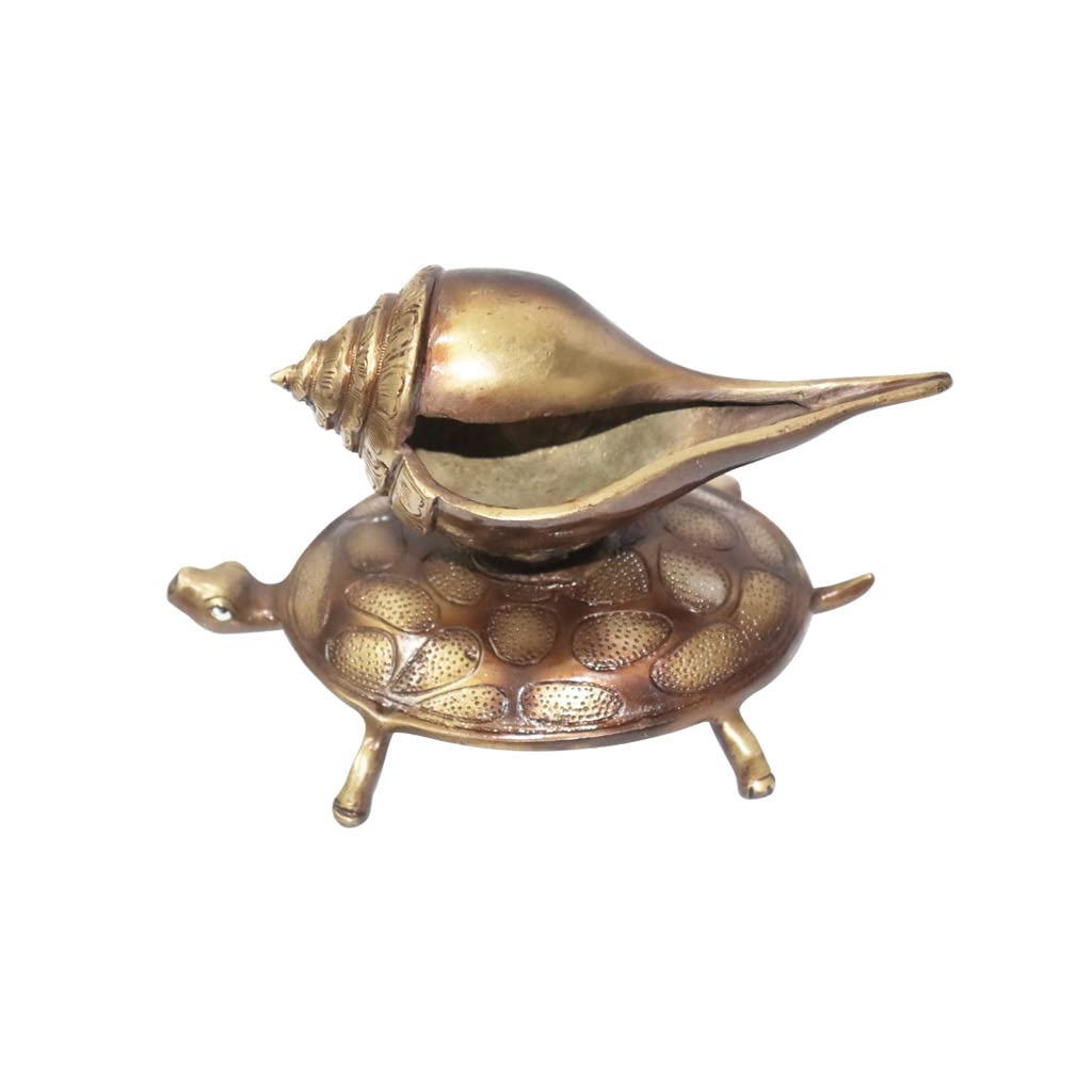 Tortue avec Shankh support de conque pour rituel Pooja maison