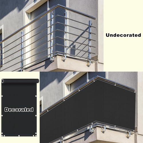 Voile d'ombrage pour balcon avec œillets et attaches de câble inclus