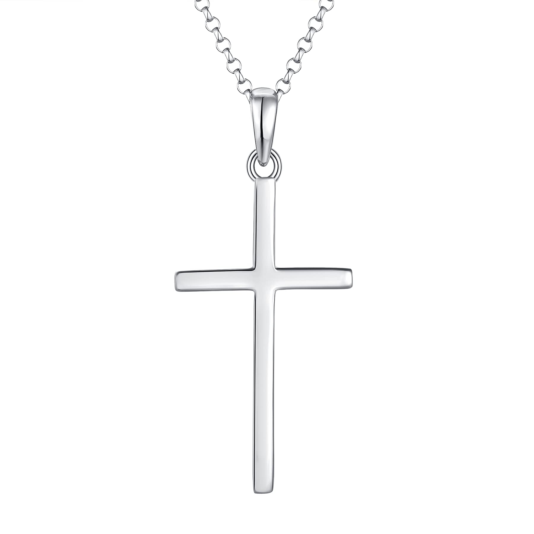 JO WISDOM Collar Cruz Crucifijo de Plata de ley 925 Mujer,Colgante con Cadena