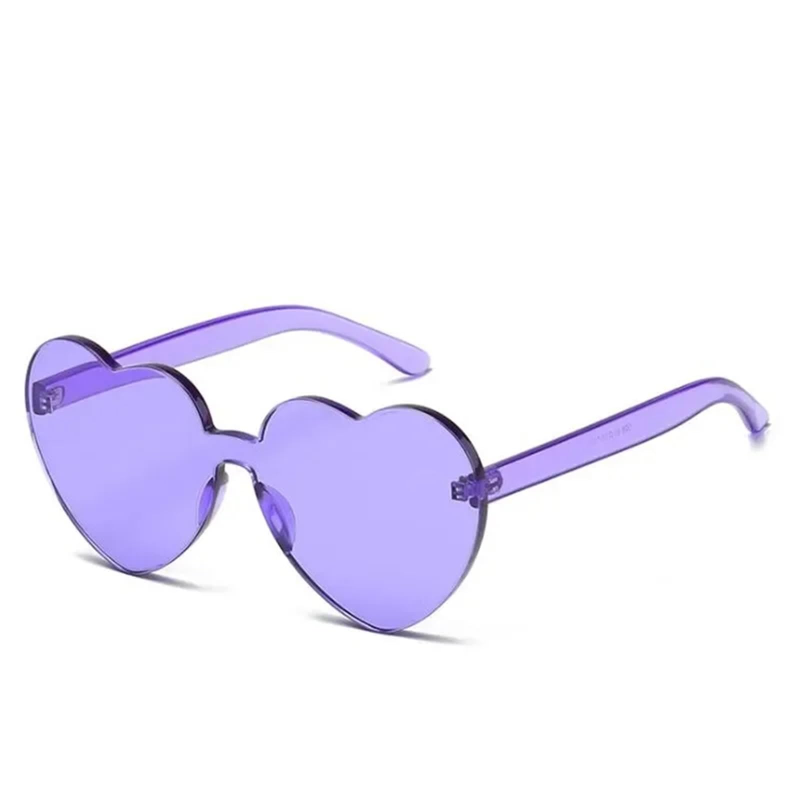 20pcs Heart Sunglasses for Women Men Rimless Eyewear Female Sun Glasses For Night Out Party(Purple)