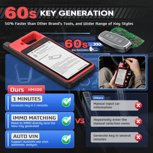 2025 Autel MaxiIM KM100 (X) Scan Tool, Same as KM100 KM100E, Lite Ver. of IM508 IM608 Pro, Lifetime Free Update, Built-in APB112, OBD Learning for 700+ Vehicles, Auto VIN & Auto Scan, VCI200, 9.0 OS
