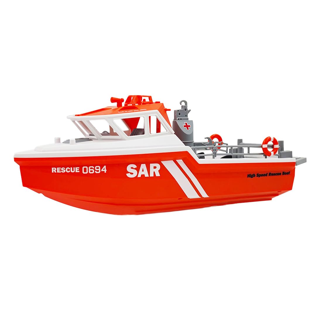 Barco de rescate RC para adultos y adolescentes, escala 1:32, 8 km/h, 2.4 G, control remoto, lancha eléctrica de alta velocidad, lancha de carreras impermeable para piscina y lago